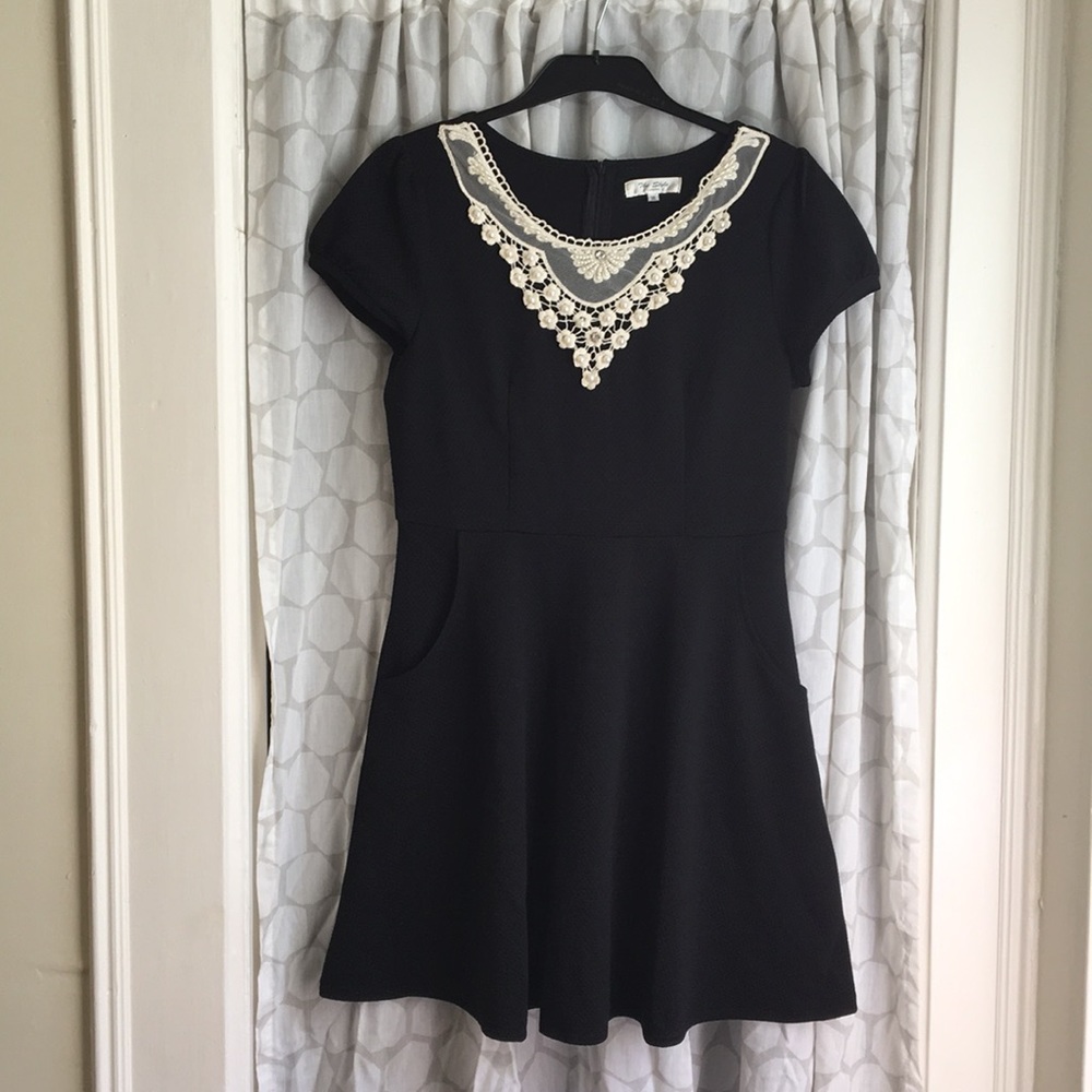 Black Party/Formal Dress with Lacey Neckline